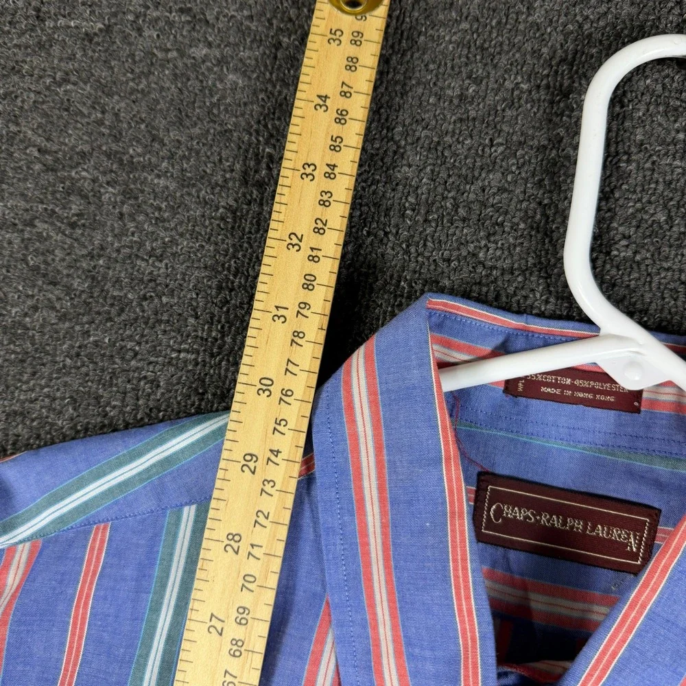 Chaps Ralph Lauren Mens M Striped Button Down Blue Red Green Vintage Long Sl